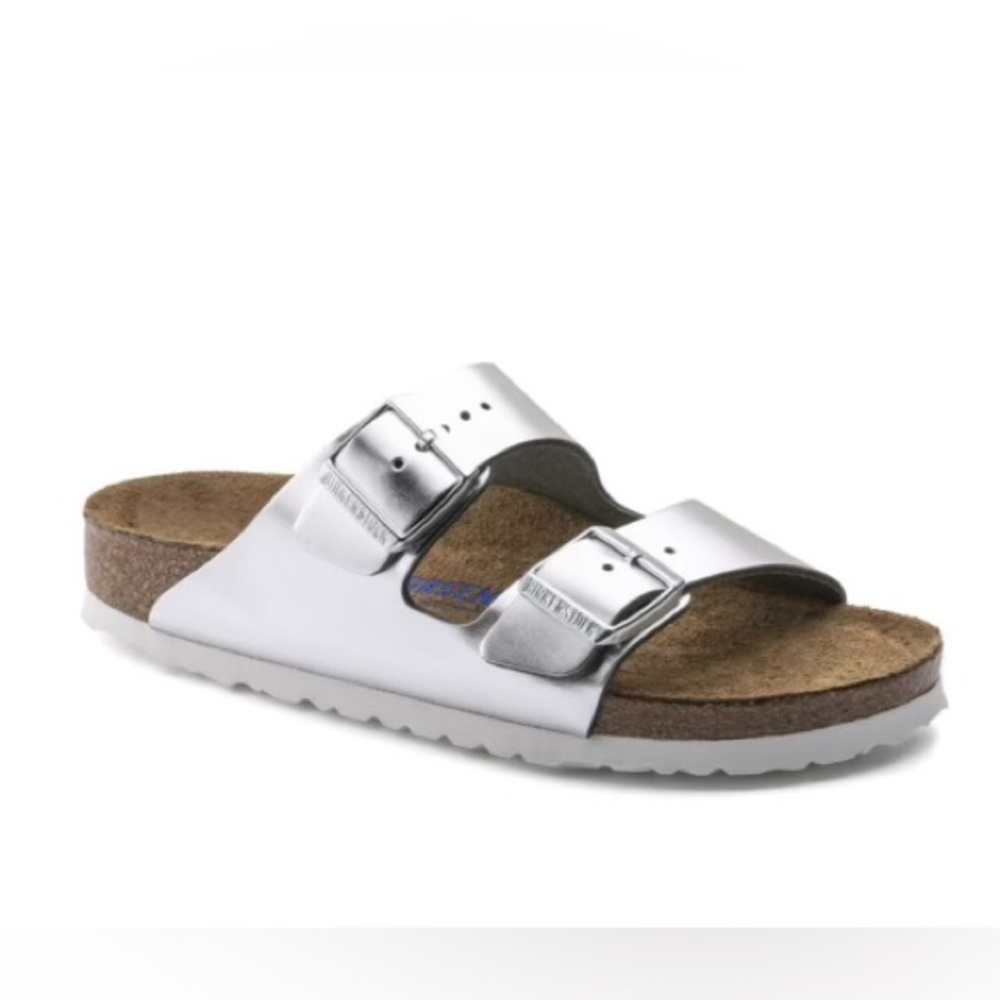 Birkenstock Arizona Soft Footbed Metallic Silver